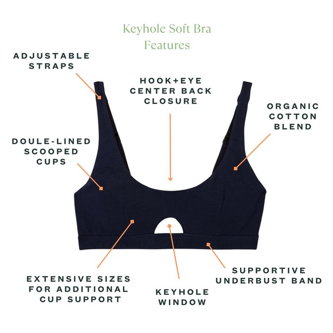 Organic Cotton Keyhole Soft Bra in Marine from Subset