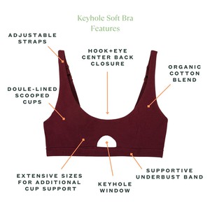 Organic Cotton Keyhole Soft Bra in Garnet from Subset