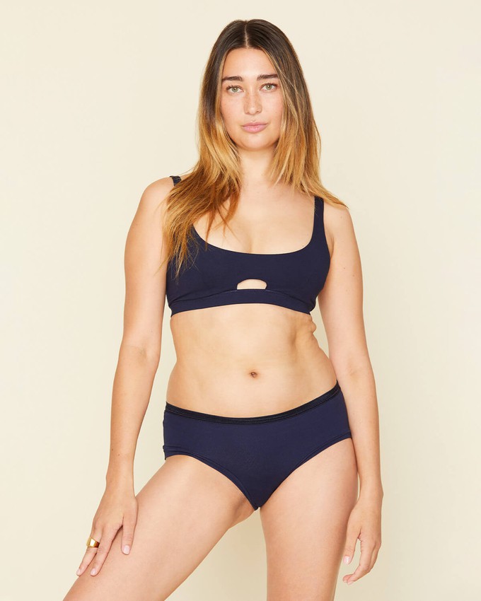 Organic Cotton Keyhole Soft Bra in Marine from Subset