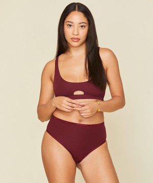 Organic Cotton Keyhole Soft Bra in Garnet from Subset