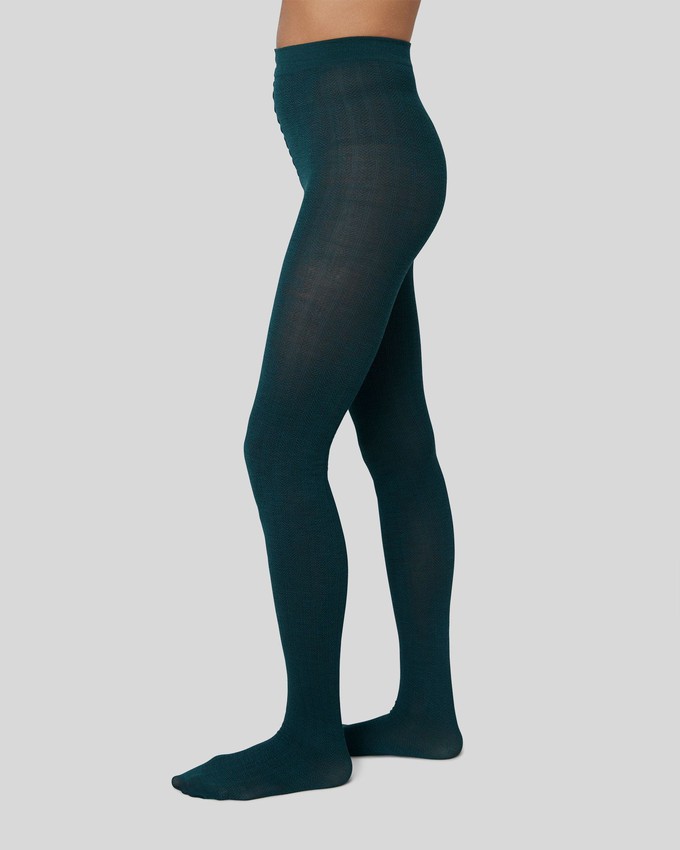 Ylva Fishbone Wool Tights from Swedish Stockings