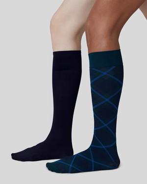 2-pack Franka Check & Solid Knee Highs from Swedish Stockings
