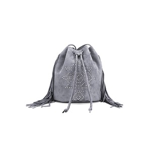 Candy - suede crossbody fringe bag with silver - grey from Treasures-Design