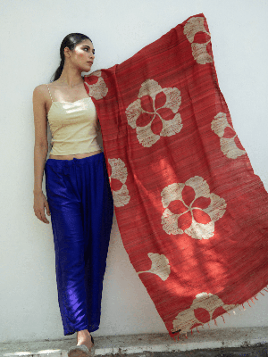 Tussar Silk Scarf Ava Red from Urban Medley
