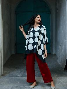 Organic Silk Kimono Top- Black Polka via Urban Medley