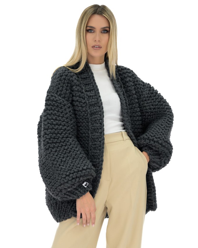 Classic Chunky Cardigan - Dark Grey from Urbankissed