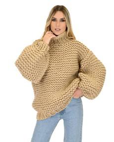 Turtle Neck Sweater - Beige via Urbankissed