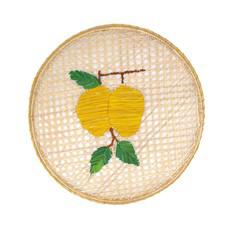 Natural Straw Woven Yellow Lemon Fruits Round Placemats from Urbankissed