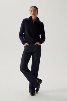 The Merino Wool Half-zip Sweater - Oxford Blue via Urbankissed