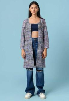 Handwoven Long Jacket - Blue via Urbankissed