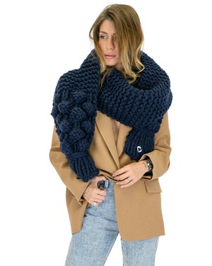 Bubble Ribbed Chunky Scarf - Navy from Urbankissed