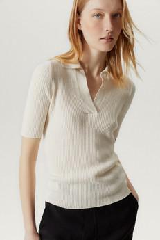 The Linen Cotton Ribbed Polo - Milk White via Urbankissed