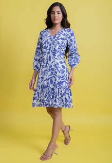 Floral Tiered Midi Dress - Blue via Urbankissed