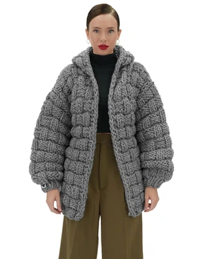 Straw Hooded Cardigan - Grey from Urbankissed