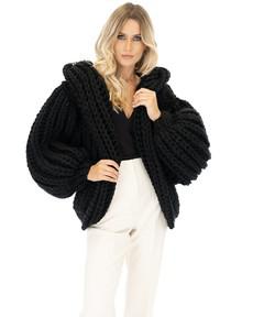 Hooded Chunky Cardigan - Black via Urbankissed