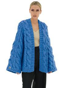 Cable Knit Cardigan - Blue via Urbankissed