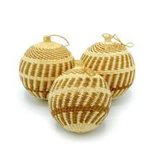 Gold & Natural Patterned Christmas Tree Baubles Pack of 3 via Urbankissed