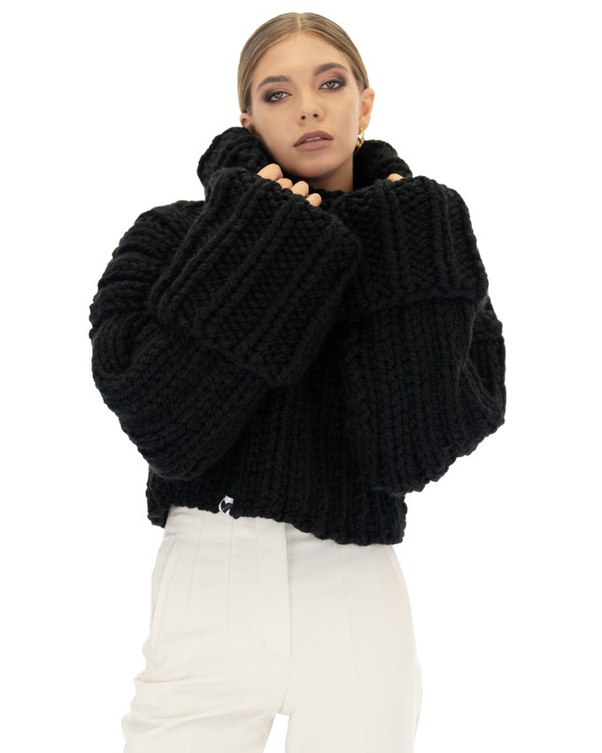 Crop Turtle Neck Jumper - Black from Urbankissed