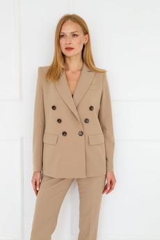 Double-Breasted Jacket Beige via Urbankissed