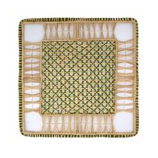 Square Placemats Natural Straw Woven Green (Set x 4) via Urbankissed