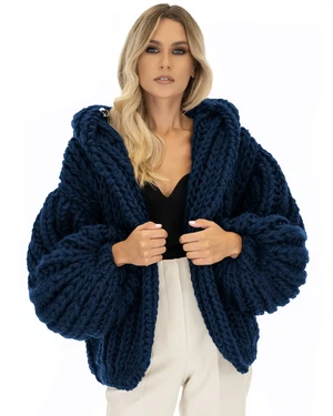 Hooded Chunky Cardigan - Dark Blue from Urbankissed