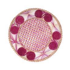 Round Placemats Natural Straw Woven Pink & Spiral (Set x 4) via Urbankissed
