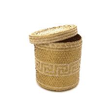 Woven Natural Straw Gold Basket via Urbankissed