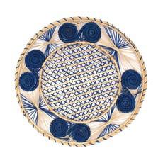 Natural Straw Woven Blue Spiral Round Placemats from Urbankissed