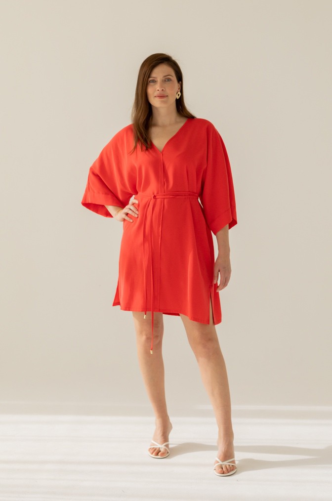 Red Kimono Midi Dress from Urbankissed