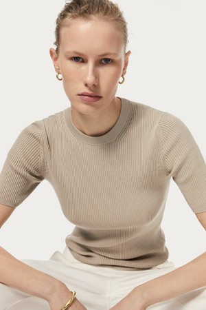 The Organic Cotton Ribbed Tee - Hay from Urbankissed