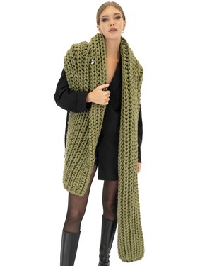 Ribbed Chunky Scarf - Khaki from Urbankissed