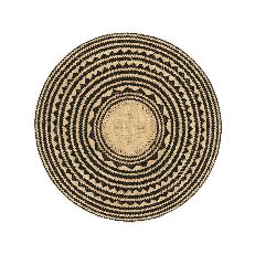 Round Placemats Natural Straw Woven Black (Set x 4) via Urbankissed