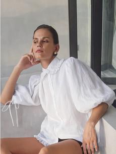 Ruffle Short Sleeve Blouse - White Puff Sleeve via Urbankissed