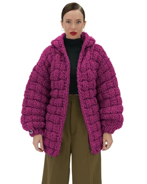 Straw Hooded Cardigan - Fuchsia from Urbankissed