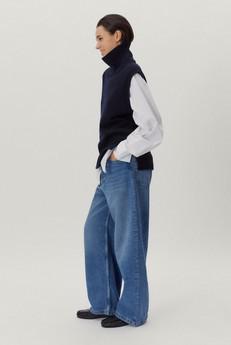 The High-neck Woolen Vest - Blue Navy via Urbankissed