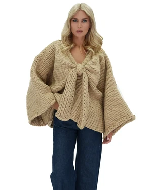 Chunky Bow Sweater - Beige from Urbankissed