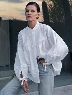 Oversized Linen Shirt - White via Urbankissed