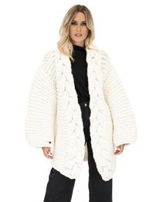 Cable Knitted Coat - White via Urbankissed