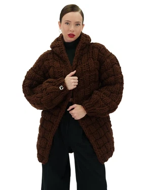 Straw Hooded Cardigan - Brown from Urbankissed