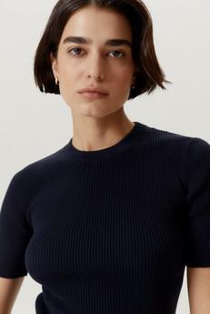 The Organic Cotton Ribbed Tee - Deep Blue via Urbankissed