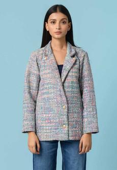 Relaxed Handwoven Blazer - Blue via Urbankissed