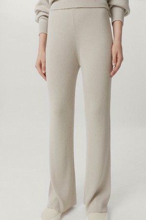 The Merino Wool Ribbed Pants - Pearl from Urbankissed