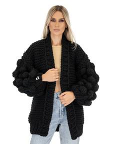 Bubble Sleeve Cardigan - Black via Urbankissed