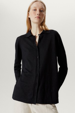The Linen Cotton Long Sleeve Shirt - Black from Urbankissed