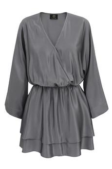 Cocktail Mini Flared Dress - Silver Grey Pearl via Urbankissed
