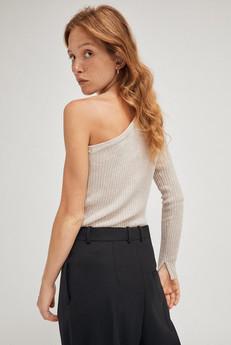 The Merino Wool One-shoulder Top - Greige via Urbankissed