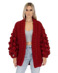 Bubble Sleeve Cardigan - Red from Urbankissed