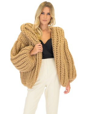 Hooded Chunky Cardigan - Camel from Urbankissed