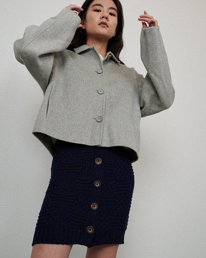 Ventė: Midnight Blue Merino Wool Mini Skirt from Urbankissed