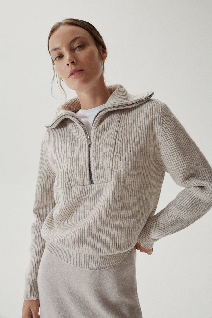 The Merino Wool Half-zip Sweater - Greige from Urbankissed